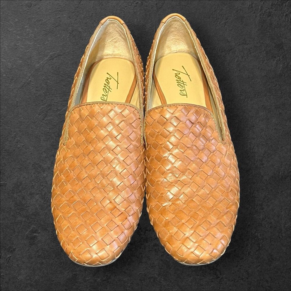 Trotters Gracie Woven Leather Loafers Tan Comfort Slip-On Shoes Women's 7W